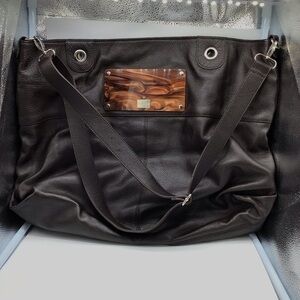 STELLA PAGE 1744 large brown leather shoulder bag